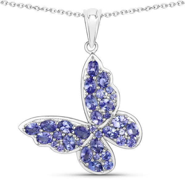 3.78 Carat Genuine Tanzanite .925 Sterling Silver Pendant