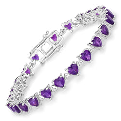 10.01 Carat Genuine Amethyst and White Diamond .925 Sterling Silver Bracelet