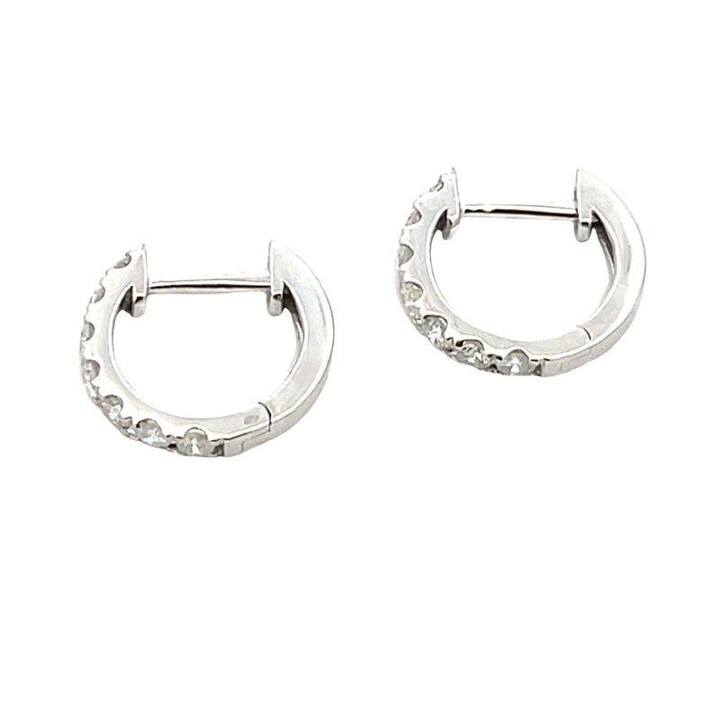 Natural .37ct Diamond Hoop Earrings 14KT White Gold