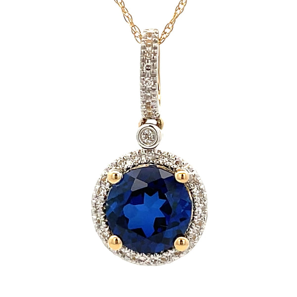 Created Sapphire Fashion Pendants 14KT Yellow Gold