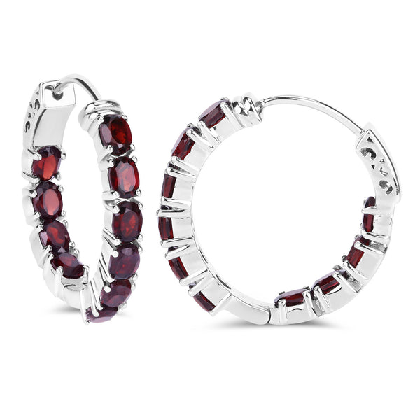 4.00 Carat Genuine Garnet .925 Sterling Silver Earrings