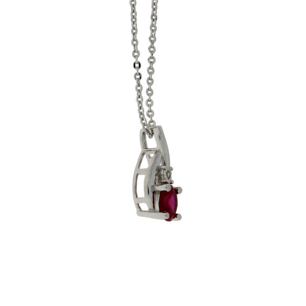 Created Ruby Diamond Fashion Pendants Sterling Silver