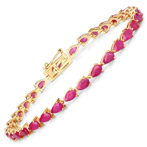 7.75 Carat Genuine Ruby 14K Yellow Gold Bracelet