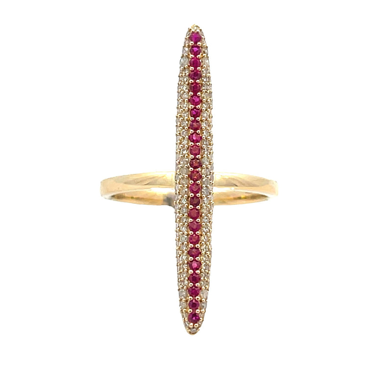 Genuine .54ct Ruby Diamond Ring 14KT Yellow Gold