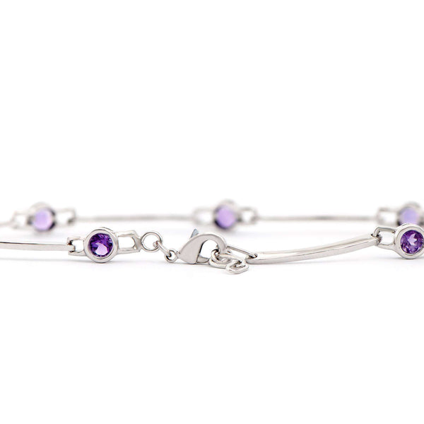 2.05 ctw Amethyst Rhodium Plated Designer Bracelet 7.7 in