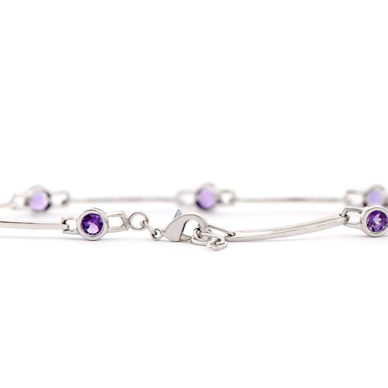 2.05 ctw Amethyst Rhodium Plated Designer Bracelet 7.7 in