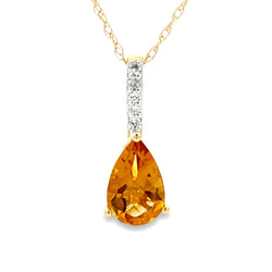 .63ct Citrine Diamond Fashion Pendants 14KT Yellow Gold