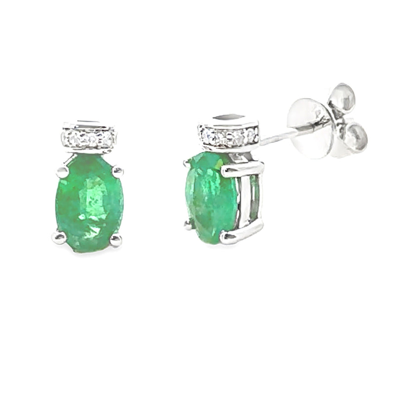 Genuine 1.59ct Emerald Diamond Earrings 14KT White Gold