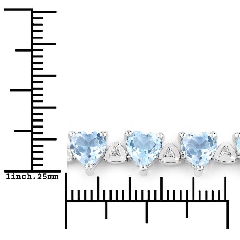 11.62 Carat Genuine Blue Topaz and White Diamond .925 Sterling Silver Bracelet