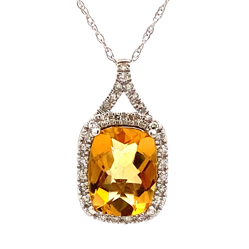 1.99ct Citrine Diamond Fashion Pendants 14KT White Gold