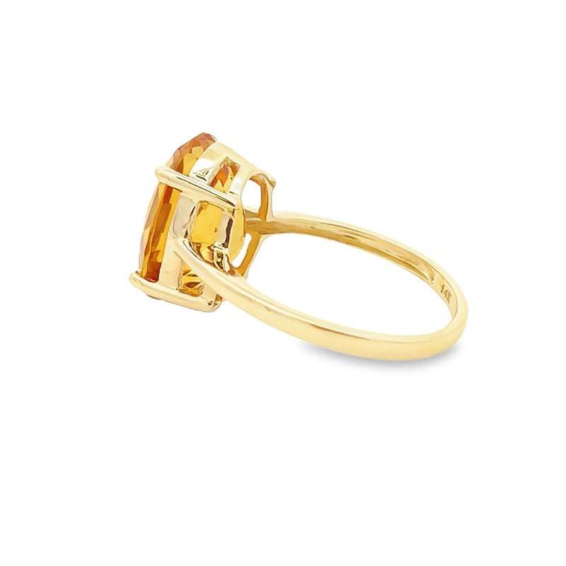 Genuine 5.00ct Citrine Ring 14KT Yellow Gold