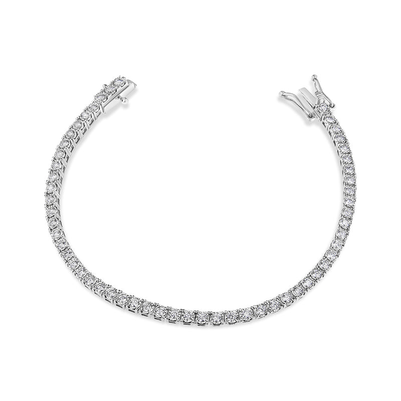 14K White Gold 2.0 Cttw Miracle Set Round-Cut Lab Grown Diamond Illusion 7" Tennis Bracelet (F-G Color, VS2-SI1 Clarity)