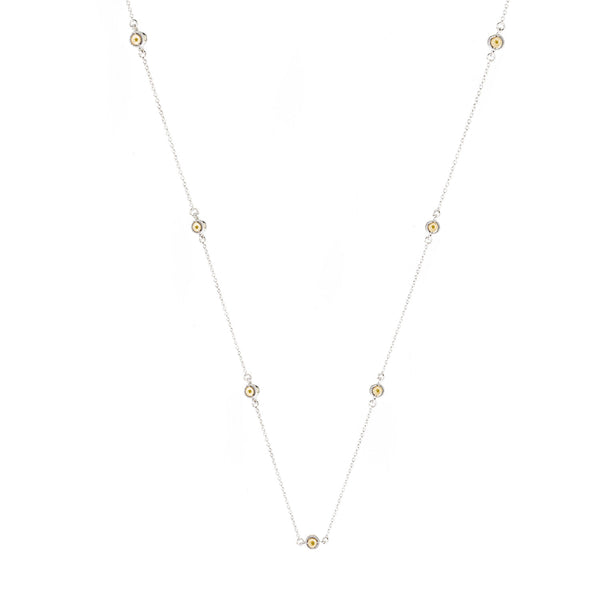 V3 Jewelry Natural Yellow Diamond and Sterling Silver Station Necklace