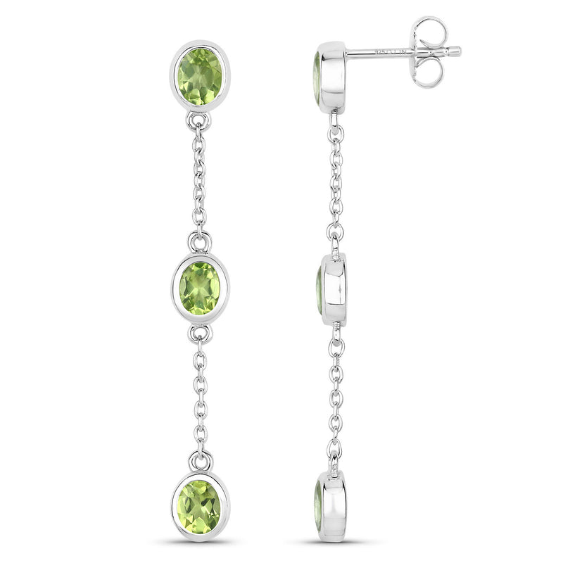 2.10 Carat Genuine Peridot .925 Sterling Silver Earrings