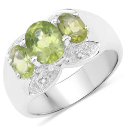 1.92 Carat Genuine Peridot .925 Sterling Silver Ring