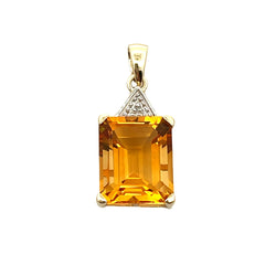 Citrine Diamond Fashion Pendants 10KT Yellow Gold