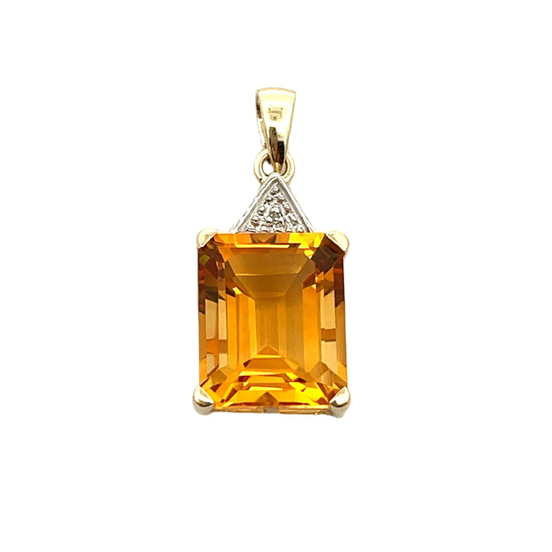 Citrine Diamond Fashion Pendants 10KT Yellow Gold