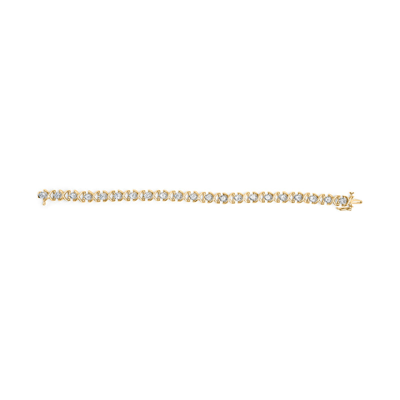 14K Yellow Gold 5.00 Cttw Round-Cut Diamond X-Link 7.5" Bracelet (J-K Color, I1-I2 Clarity)