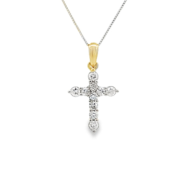 .23ct Diamond Cross Religious Pendant 14KT Yellow Gold