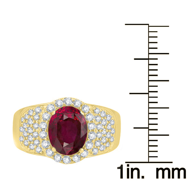 V3 Jewelry 18K Gold Plated Ruby & White Topaz Halo Oval Ring