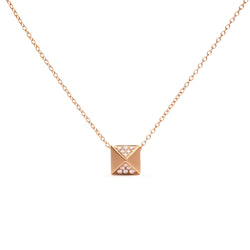 14K Yellow Gold 1/4 Cttw Diamond Matte Finished Pyramid Pendant Necklace (G-H Color, SI1-SI2 Clarity) - 18 Inches