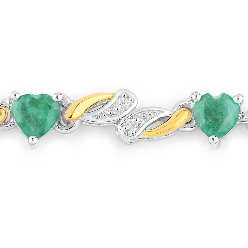 0.79 Carat Genuine Emerald and White Sapphire .925 Sterling Silver Bracelet