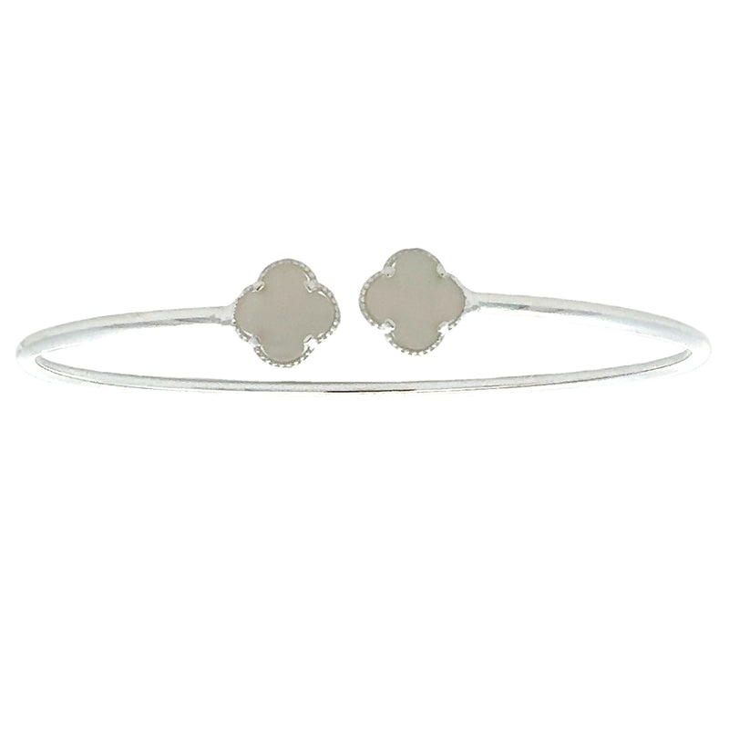 Natural Mother of Pearl Bangle Bracelet Sterling Silver