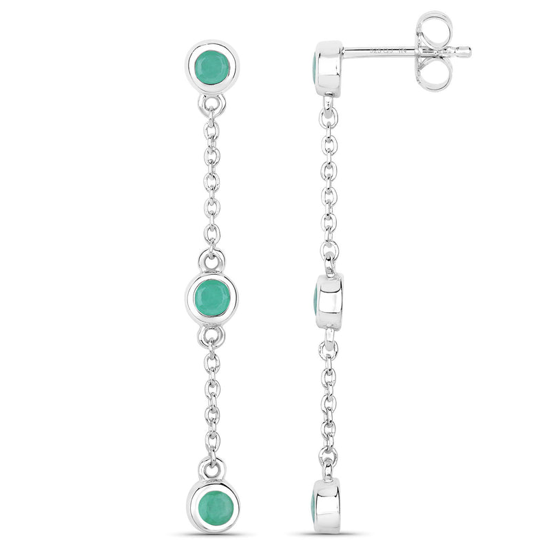 0.60 Carat Genuine Emerald .925 Sterling Silver Earrings