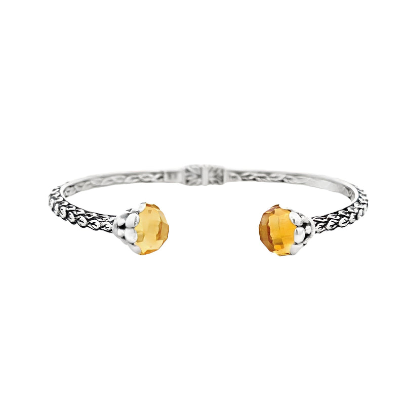 Natural Citrine Bangle Bracelet Sterling Silver