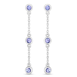 0.60 Carat Genuine Tanzanite .925 Sterling Silver Earrings