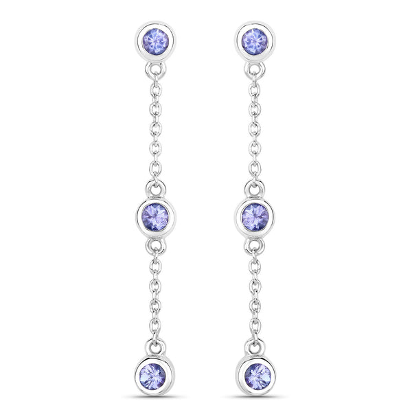 0.60 Carat Genuine Tanzanite .925 Sterling Silver Earrings