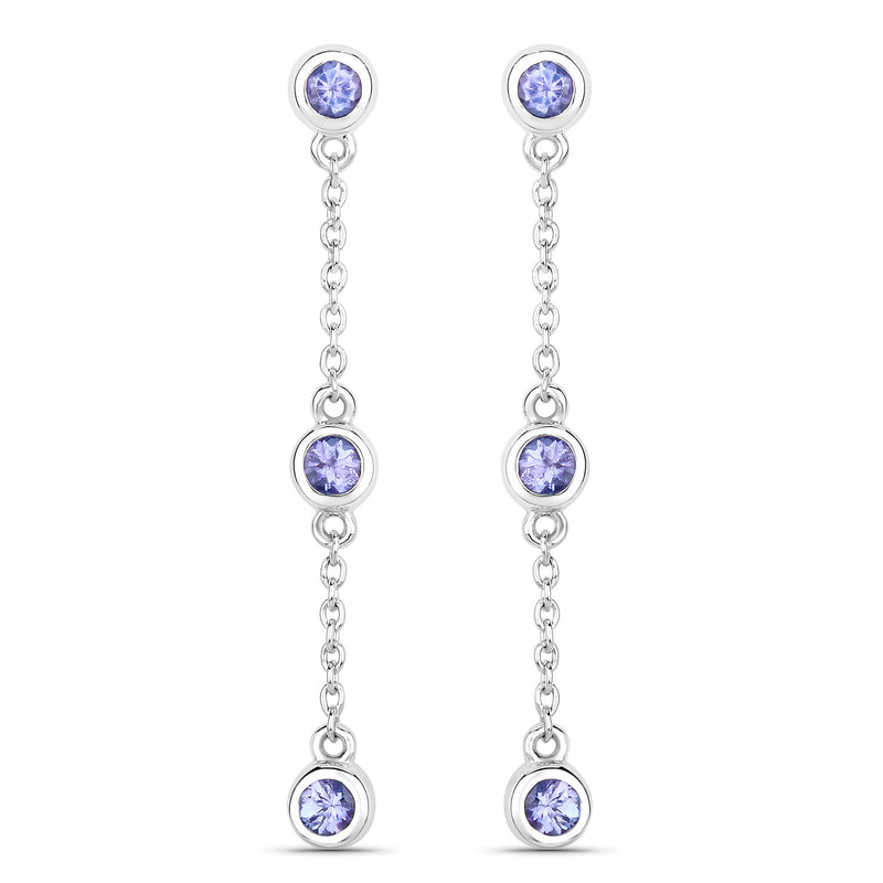 0.60 Carat Genuine Tanzanite .925 Sterling Silver Earrings