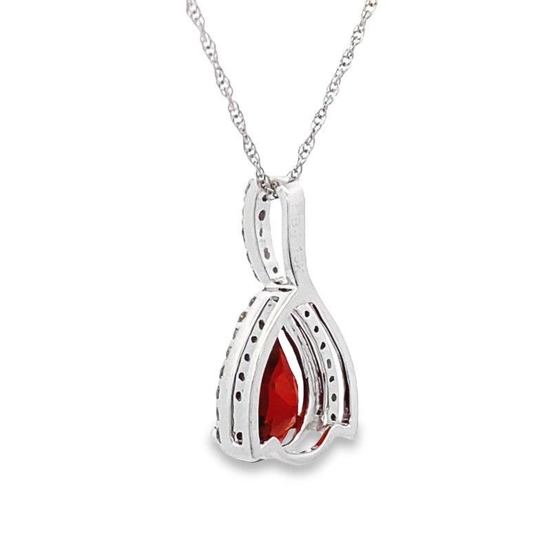 1.26ct Garnet Diamond Fashion Pendants 10KT White Gold