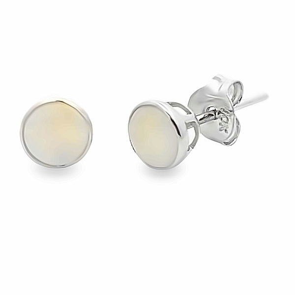 Genuine .57ct Opal Stud Earrings 10KT White Gold