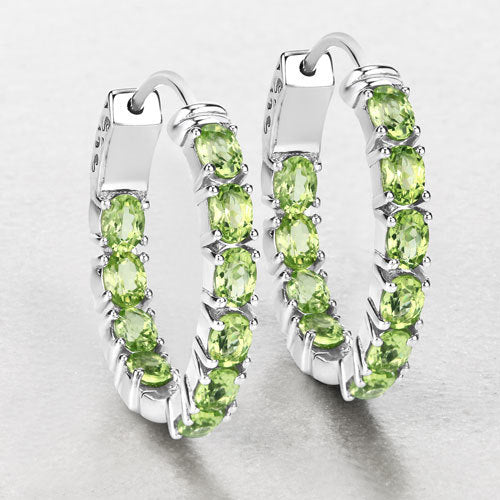 3.40 Carat Genuine Peridot  .925 Sterling Silver Earrings