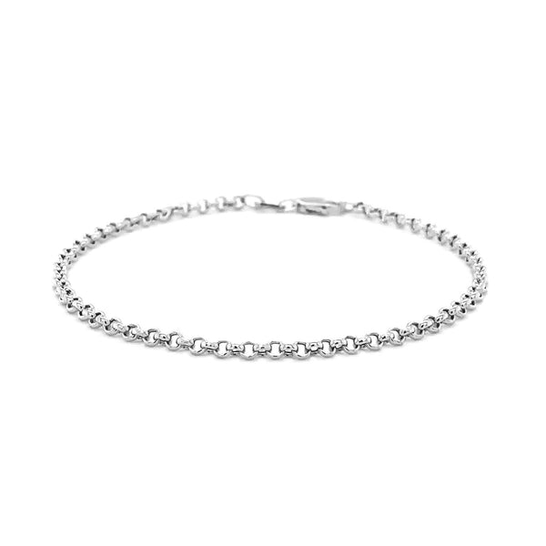 2.3mm 14k White Gold Rolo Bracelet