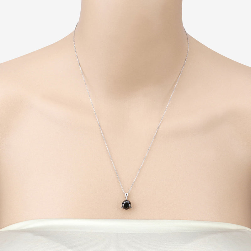 2.06 Carat Genuine Black Diamond 14K White Gold Pendant