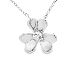 Genuine Cubic Zirconia Flower Pendant Sterling Silver