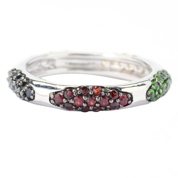 Sterling Silver with Natural Multi Gemstone Eternity Band