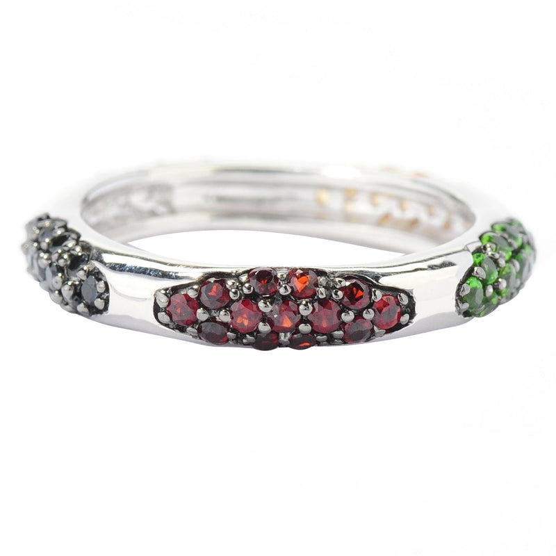 Sterling Silver with Natural Multi Gemstone Eternity Band