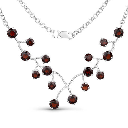 7.20 Carat Genuine Garnet .925 Sterling Silver Necklace