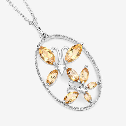 2.30 Carat Genuine Citrine .925 Sterling Silver Pendant