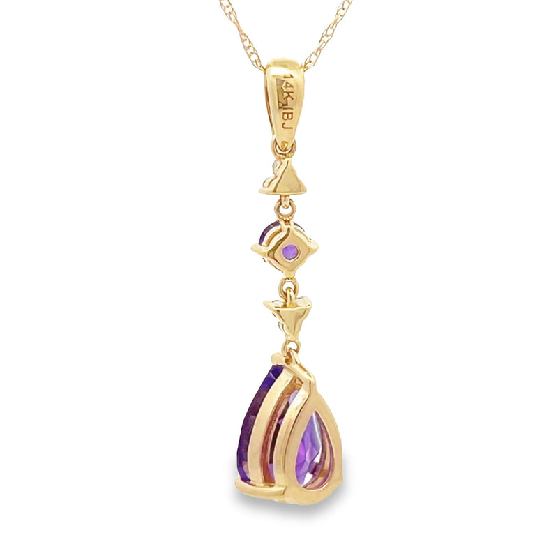 Amethyst Diamond Fashion Pendants 14KT Yellow Gold