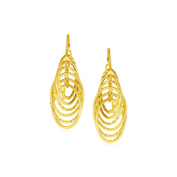 14k Yellow Gold Post Earrings with Graduated Spiral Dangles