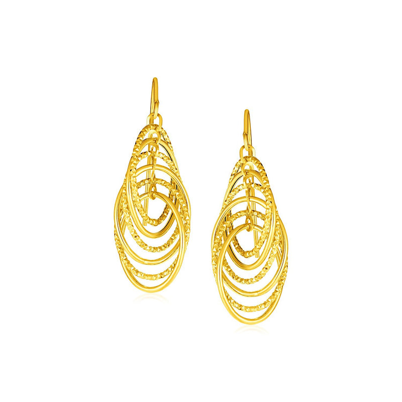 14k Yellow Gold Post Earrings with Graduated Spiral Dangles