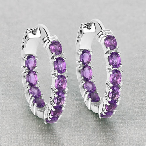 3.20 Carat Genuine Amethyst .925 Sterling Silver Earrings