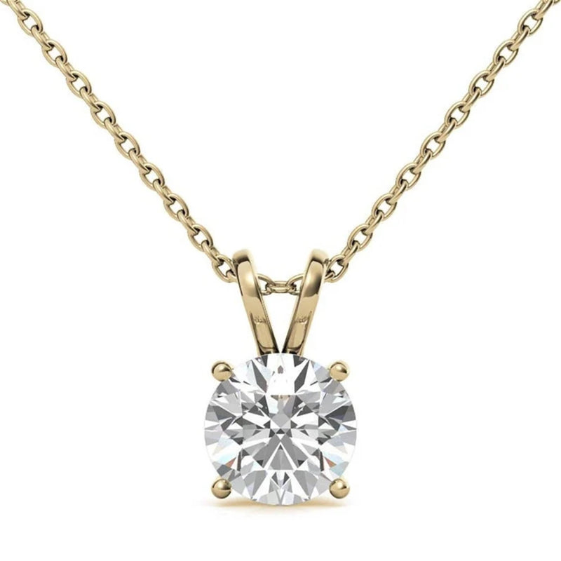 1.0 Carat Diamond Necklace 14K Gold Lab Grown Diamond Solitaire Pendant Necklace