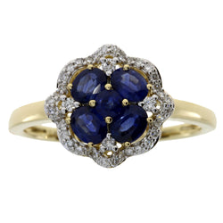 Natural 1.37ct Sapphire Diamond Ring 14KT Yellow Gold