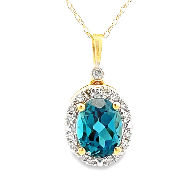 London Blue Topaz Fashion Pendants 10KT Yellow Gold