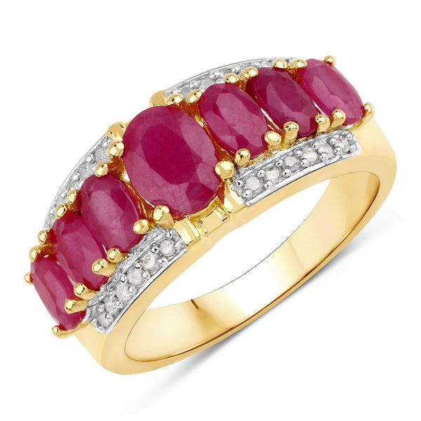 2.60 Carat Genuine Johnson Ruby and White Diamond .925 Sterling Silver Ring